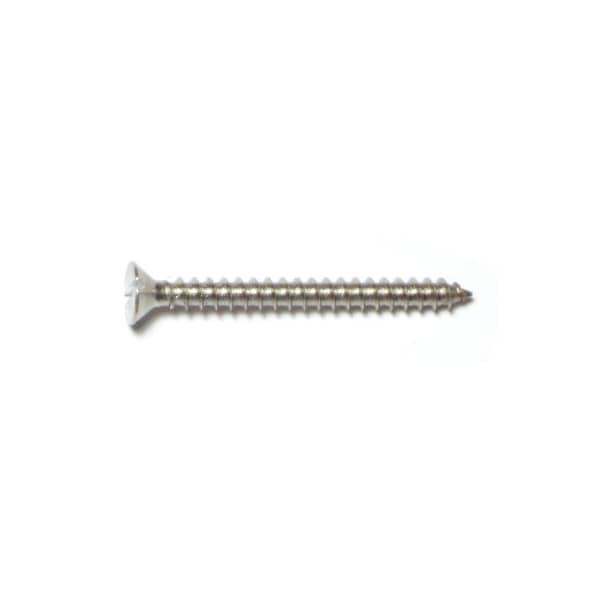 Midwest Fastener Sheet Metal Screw, #10 x 2 in, 18-8 Stainless Steel Flat Head Slotted Drive, 14 PK 62408 - main